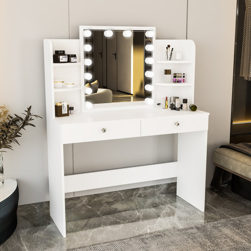 Boahaus Sophie Lighted Vanity Desk with Customizable Knobs | Black Elegance Redefined