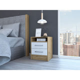 Boahaus Malaga Modern Nightstand with Open Shelf and Two Drawers | Contemporary Elegance