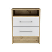 Boahaus Malaga Modern Nightstand with Open Shelf and Two Drawers | Contemporary Elegance